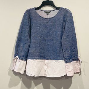 Alexander Jordan Women's  blue Top W/Faux Under Blouse Size M